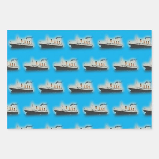 Titanic  Ocean Blue White Star Ship Inpakpapier Vel (Voorkant)