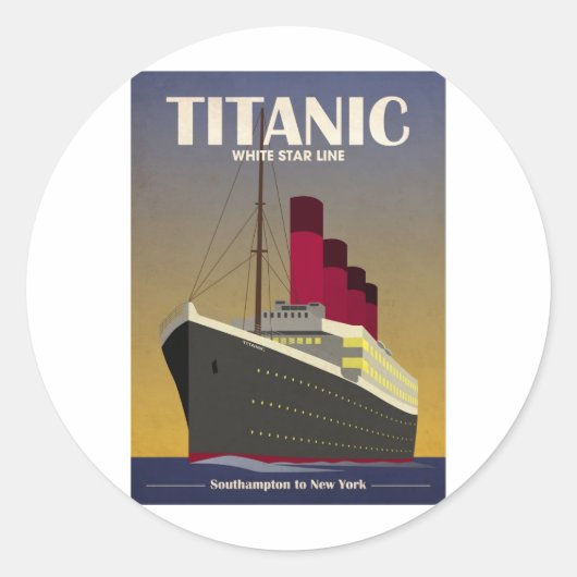 Titanic Ocean Liner Art Deco Print Ronde Sticker (Voorkant)
