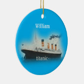  Titanic Ocean Liner Blue Name Ship Keramisch Ornament (Rechts)