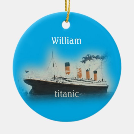  Titanic Ocean Liner Blue Name Ship Keramisch Ornament (Voorkant)