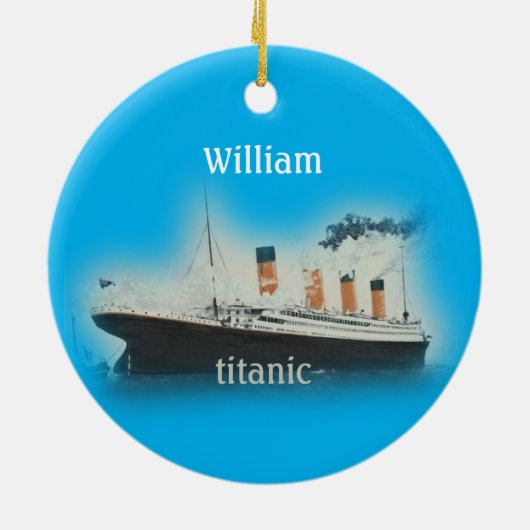  Titanic Ocean Liner Blue Name Ship Keramisch Ornament (Achterkant)