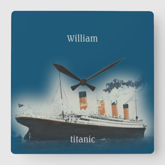  Titanic Ocean Liner Boy Zee Name Ship Vierkante Klok (Voorkant)