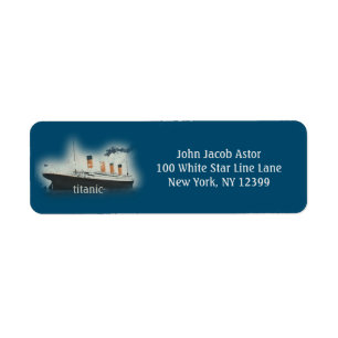  Titanic Ocean Ship Return-adres Etiket
