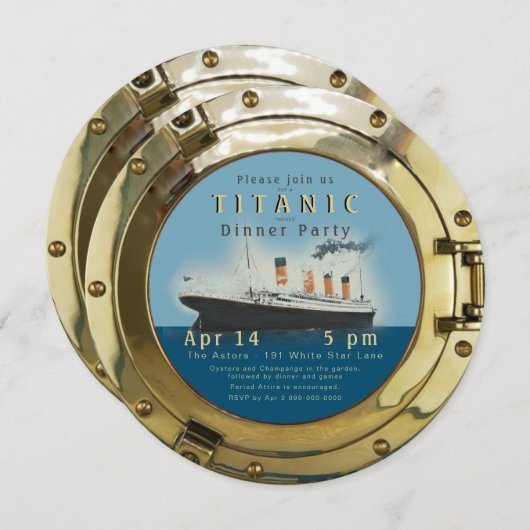 Titanic Porthole Party Invitation Save The Date (Voorkant / Achterkant)