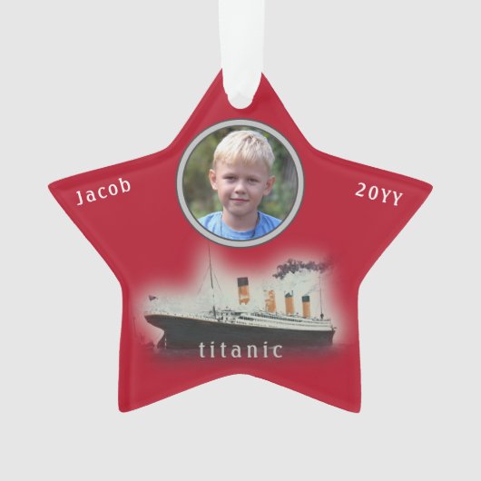 Titanic Porthole Photo Red Kerstmis Ornament (voorkant)