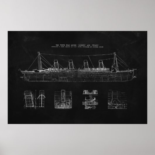 Titanic Poster - Blueprint, Art, Patent, Ship (Voorkant)