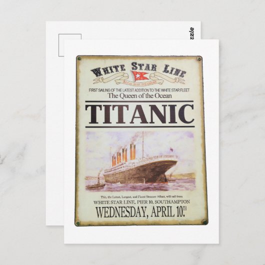 Titanic poster briefkaart (Voorkant / Achterkant)