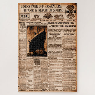 Titanic rapporteerde Sinking World News 1912 Legpuzzel