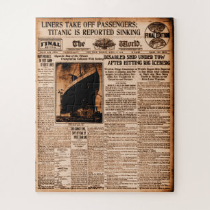 Titanic rapporteerde Sinking World News 1912 Legpuzzel
