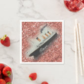 Titanic Roos Gold Glitter White Star Line Ship Servet (Insitu)