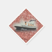 Titanic Roos Gold Glitter White Star Line Ship Servet (Hoek)