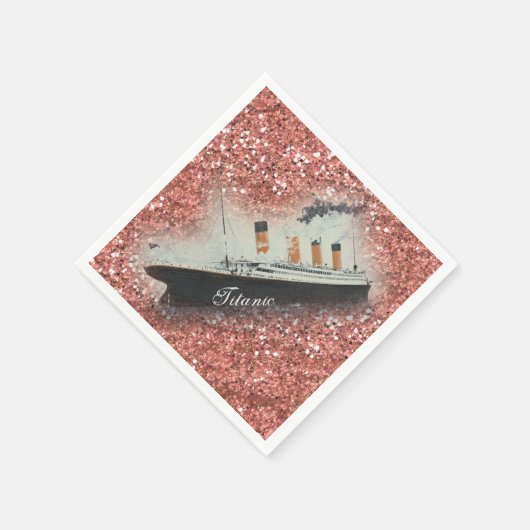 Titanic Roos Gold Glitter White Star Line Ship Servet (Hoek)