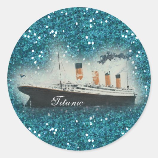 Titanic Sapphire Glitter White Star Line Schip Ronde Sticker (Voorkant)