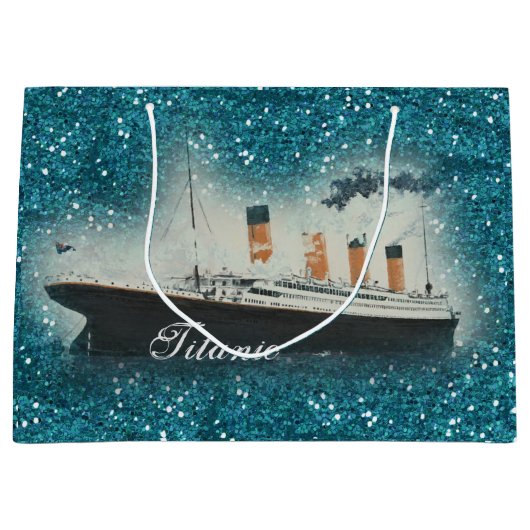 Titanic Sapphire Glitter White Star Line Ship Groot Cadeauzakje (Voorkant)