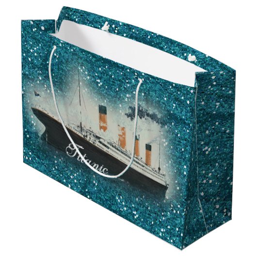 Titanic Sapphire Glitter White Star Line Ship Groot Cadeauzakje (Achterkant Gekanteld)