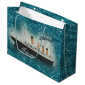 Titanic Sapphire Glitter White Star Line Ship Groot Cadeauzakje (Voorkant Gekanteld)