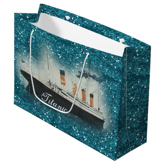 Titanic Sapphire Glitter White Star Line Ship Groot Cadeauzakje (Voorkant Gekanteld)