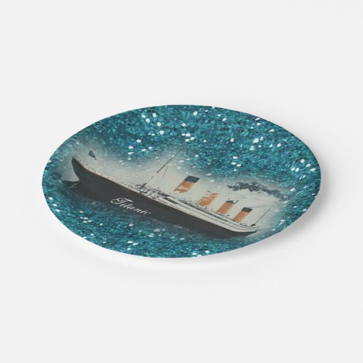 Titanic Sapphire Glitter White Star Line Ship Papieren Bordje (Gekanteld)