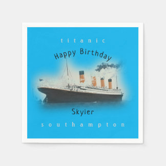 Titanic-schip Happy Birthday-naam Ocean Blue Servet