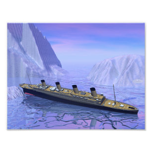 Titanic ship sinking - 3D rendering Foto Afdruk