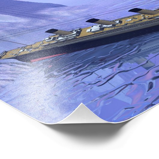 Titanic ship sinking - 3D rendering Foto Afdruk (Hoek)