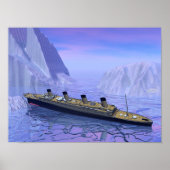 Titanic ship sinking - 3D rendering Poster (Voorkant)