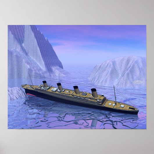 Titanic ship sinking - 3D rendering Poster (Voorkant)