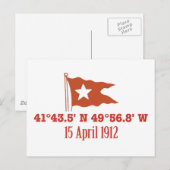 Titanic Sinking GPS-coördinaten & White Star Flag Briefkaart (Voorkant / Achterkant)
