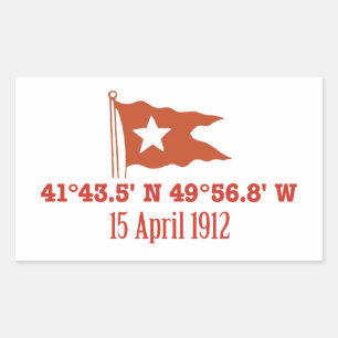 Titanic Sinking GPS-coördinaten & White Star Flag Rechthoekige Sticker