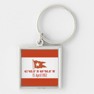 Titanic Sinking GPS Coordinates & White Star Flag Sleutelhanger