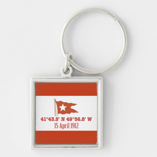 Titanic Sinking GPS Coordinates & White Star Flag Sleutelhanger (Voorkant)