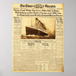 Titanic Sinks after Collision with Iceberg 1912 Poster
