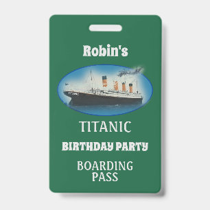 Titanic Verjaardag Groen Witte Sterlijn Schip Badge