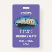 Titanic Verjaardag Paarse White Star Line Ship Bad Badge (Voorkant)