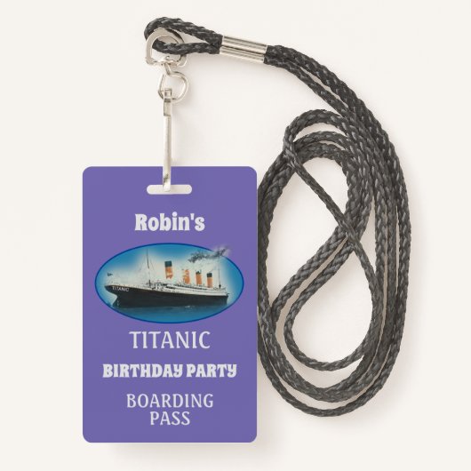 Titanic Verjaardag Paarse White Star Line Ship Bad Badge (Voorkant met draagriem)