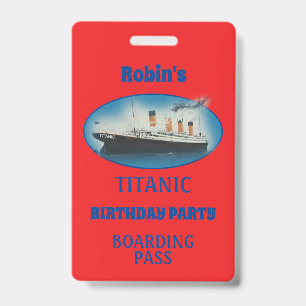 Titanic Verjaardagsuitnodiging Rood Witte Sterrens Badge