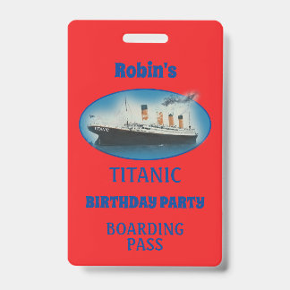 Titanic Verjaardagsuitnodiging Rood Witte Sterrens Badge