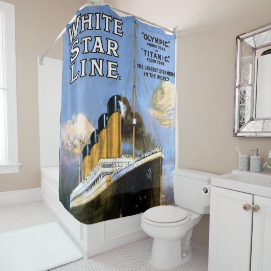  Titanic White Star Line Advertisement Douchegordijn (In situ)