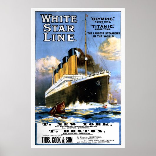 Titanic White Star Line Advertisement Poster (Voorkant)