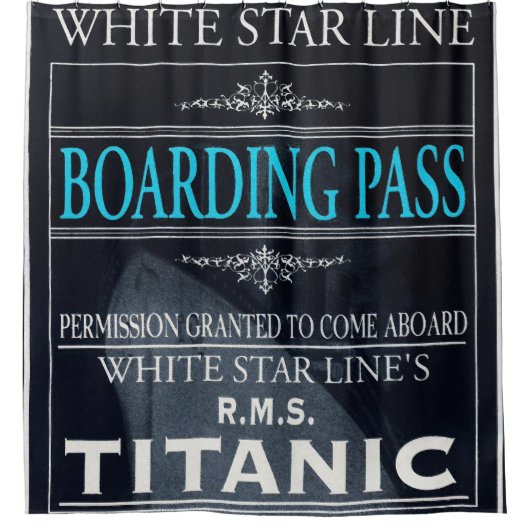 Titanic White Star Line Boarding Pass Donker Douchegordijn (Voorkant)