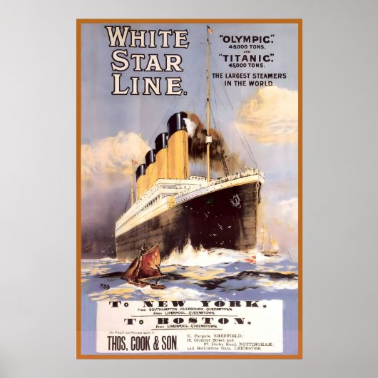 Titanic White Star Line De Grootste Stoomboot in Poster (Voorkant)