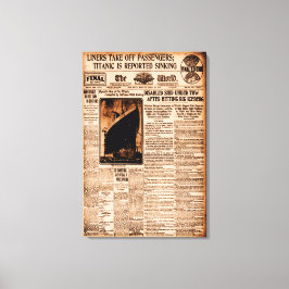 Titanic wordt gemeld door Sinking Sepia  Maritime Canvas Afdruk