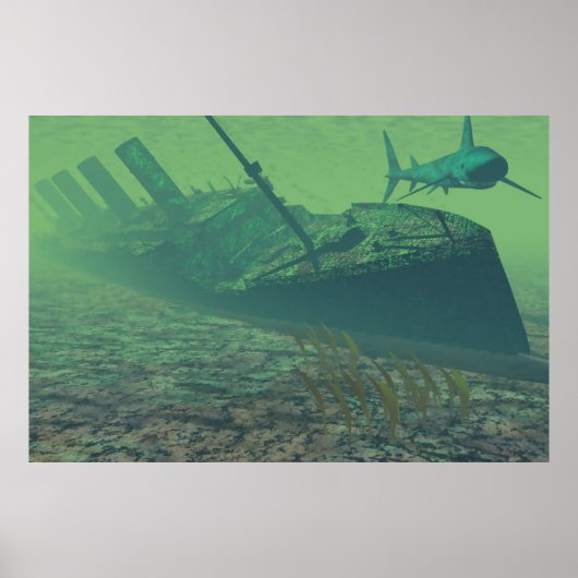 titanine onder water, groen-blauw, poster (Voorkant)