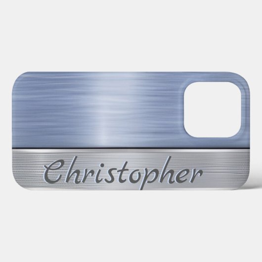 Titanium blauw en zilver roestvrij staal Print Case-Mate iPhone Case (Achterkant (horizontaal))