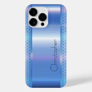 Titanium Blauw Zilver Roestvrij staal Print iPhone 14 Pro Max Hoesje