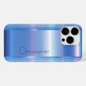 Titanium Blauw Zilver Roestvrij staal Print iPhone Hoesje (Achterkant horizontaal)
