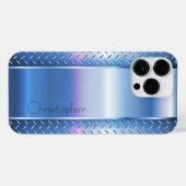 Titanium Blauw Zilver Roestvrij staal Print iPhone Hoesje (Achterkant horizontaal)
