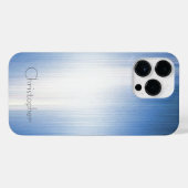 Titanium Blauw Zilver Roestvrij staal Print iPhone Hoesje (Achterkant horizontaal)