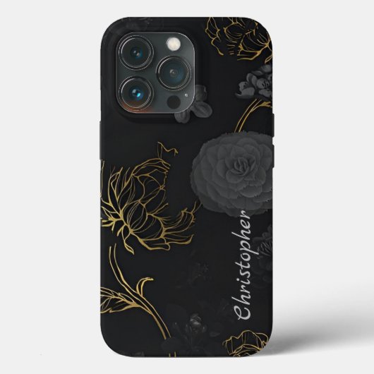 Titanium bloemen glanzend roestvrij staal metaal Case-Mate iPhone case (Achterkant)