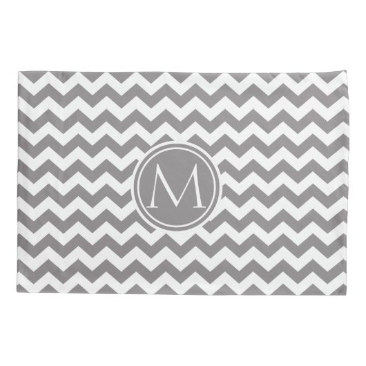 Titanium Chevron Monogrammed Kussensloop (Achterkant)